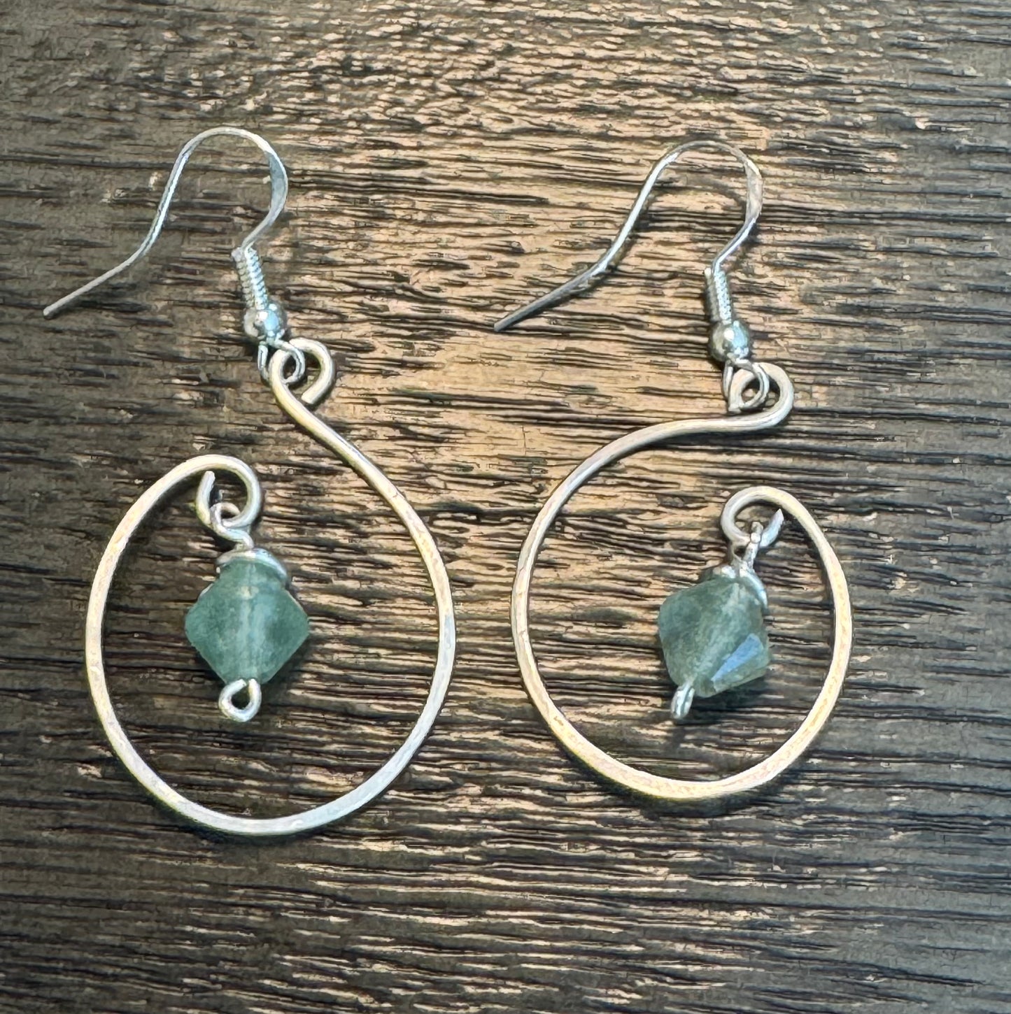 Simple Silver Dangle Earrings – Green Aventurine