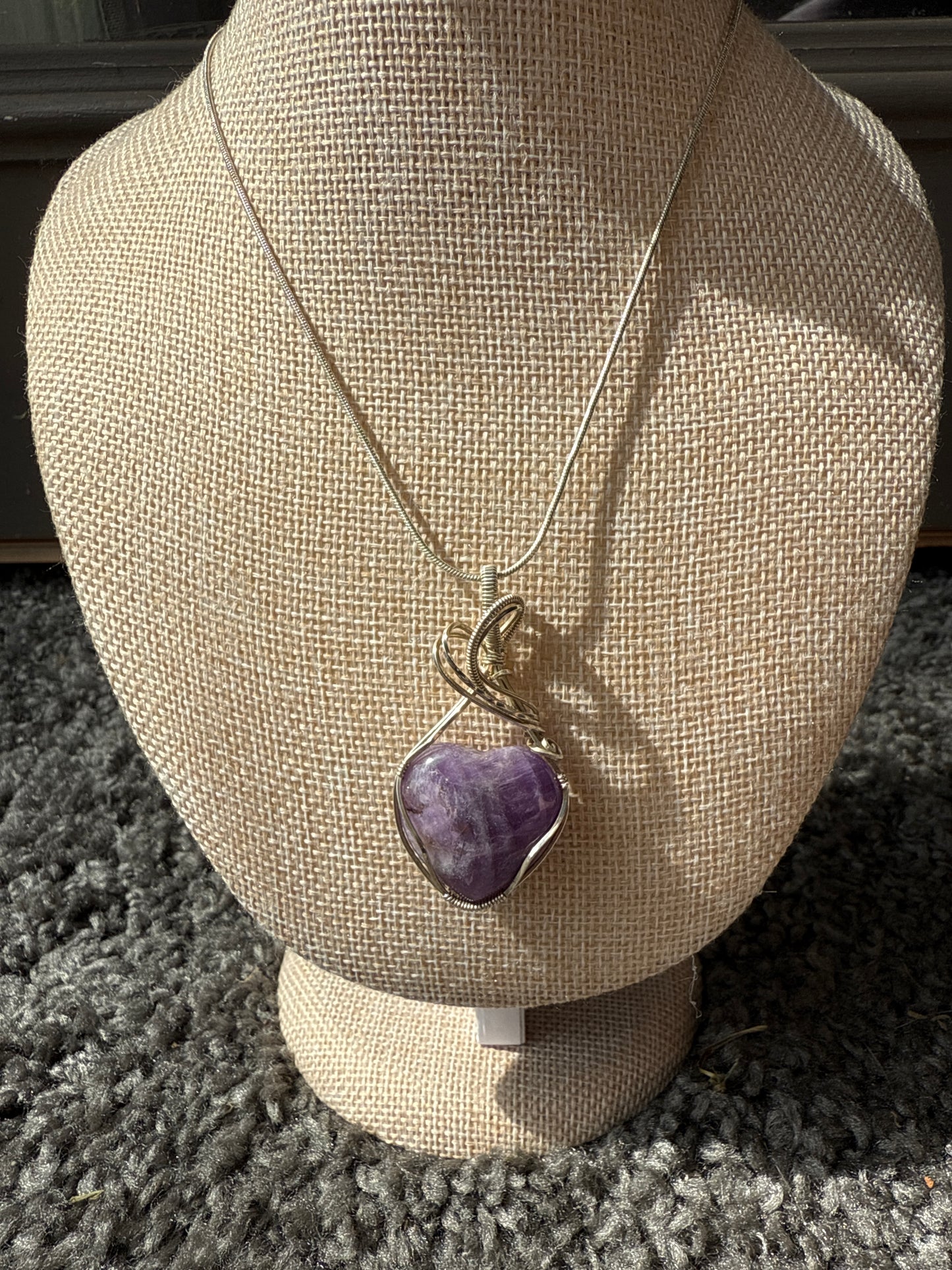 Handcrafted Amethyst Wire-Wrapped Pendant Necklace