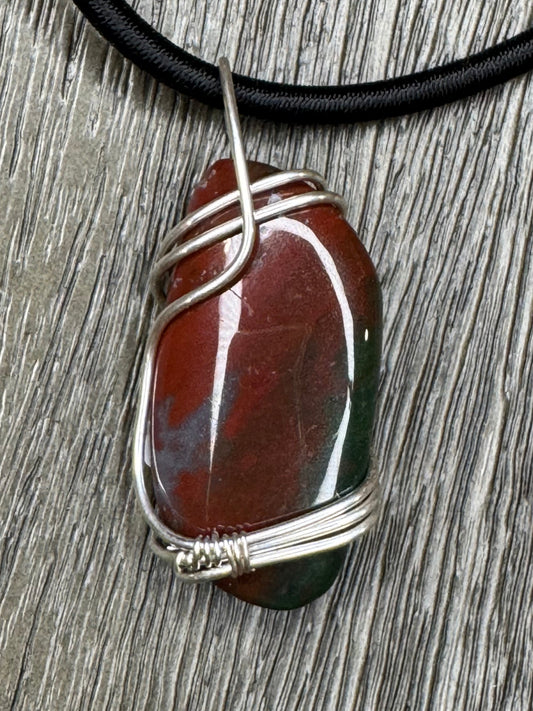 Sterling Silver Bloodstone Pendant