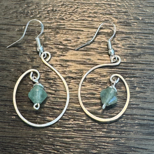 Simple Silver Dangle Earrings – Green Aventurine