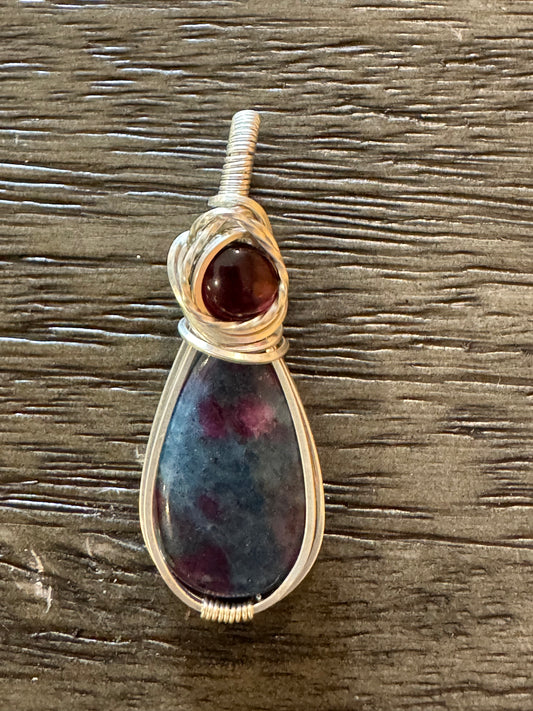 One-of-a-Kind Ruby Kyanite & Garnet Pendant in Silver