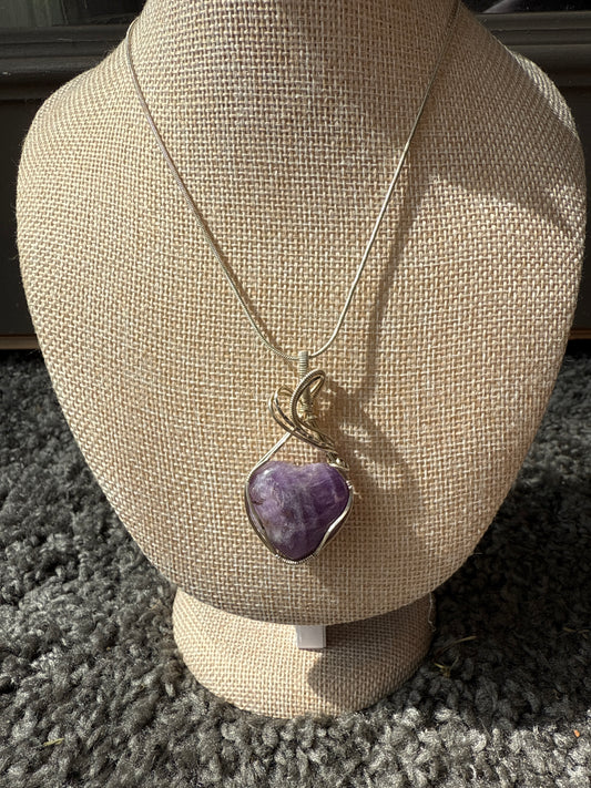 Handcrafted Amethyst Wire-Wrapped Pendant Necklace